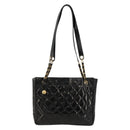 CHANEL Matelasse Chain Tote Bag Lackleder Schwarz Gold CC Auth bs35172-13