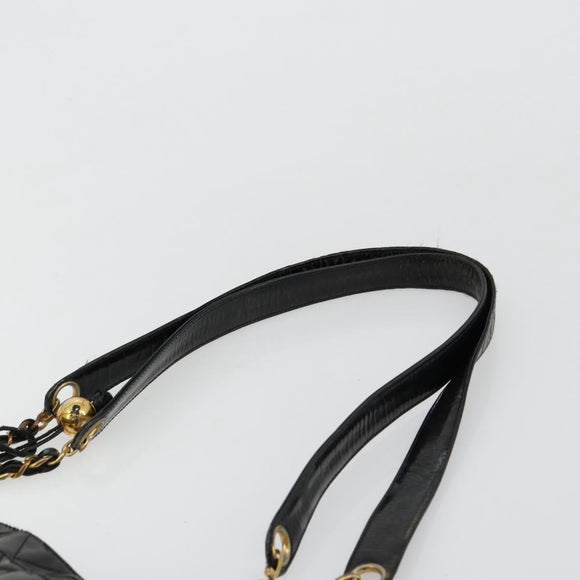 CHANEL Matelasse Chain Tote Bag Lackleder Schwarz Gold CC Auth bs35172