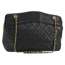 CHANEL Matelasse Chain Shoulder Bag Lamb Skin Black Gold CC Auth bs35173-1