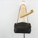 CHANEL Matelasse Chain Shoulder Bag Lamb Skin Black Gold CC Auth bs35173-25