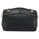 CHANEL Matelasse Chain Shoulder Bag Lamb Skin Black Gold CC Auth bs35173-2