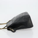 CHANEL Matelasse Chain Shoulder Bag Lamb Skin Black Gold CC Auth bs35173-4
