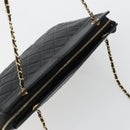 CHANEL Matelasse Chain Shoulder Bag Lamb Skin Black Gold CC Auth bs35173-6