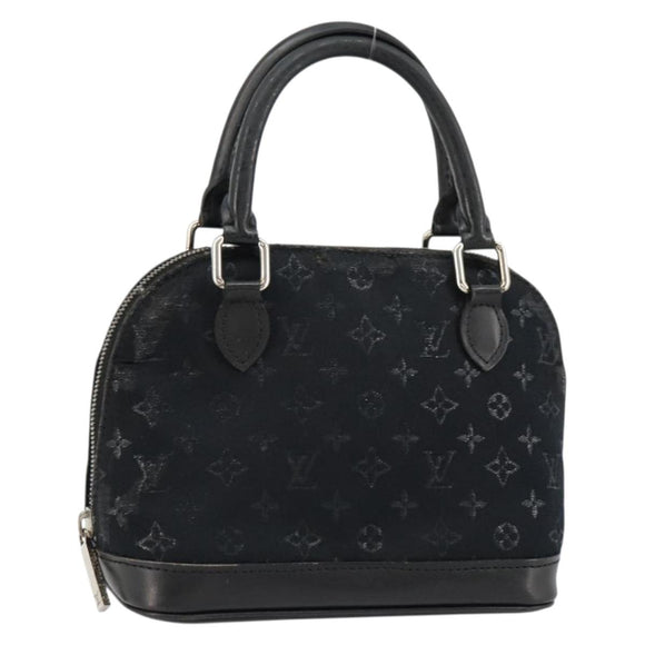 LOUIS VUITTON Monogram Satin Little Alma Hand Bag Black M92146 LV Auth bs35176