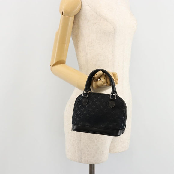 LOUIS VUITTON Monogram Satin Little Alma Hand Bag Black M92146 LV Auth bs35176
