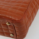 CHANEL Choco Bar Hand Bag Patent leather Orange Gold CC Auth bs35178-9