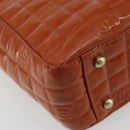 CHANEL Choco Bar Hand Bag Patent leather Orange Gold CC Auth bs35178-14