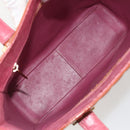 CHANEL Choco Bar Hand Bag Patent leather Orange Gold CC Auth bs35178-11