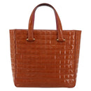 CHANEL Choco Bar Hand Bag Patent leather Orange Gold CC Auth bs35178-13