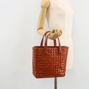 CHANEL Choco Bar Hand Bag Patent leather Orange Gold CC Auth bs35178-21