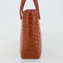 CHANEL Choco Bar Hand Bag Patent leather Orange Gold CC Auth bs35178-3