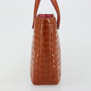 CHANEL Choco Bar Hand Bag Patent leather Orange Gold CC Auth bs35178-4
