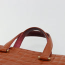 CHANEL Choco Bar Hand Bag Patent leather Orange Gold CC Auth bs35178-8