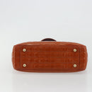 CHANEL Choco Bar Hand Bag Patent leather Orange Gold CC Auth bs35178-5