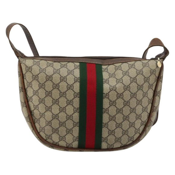 GUCCI GG Supreme Web Sherry Line Shoulder Bag Beige 10 02 008 Auth bs35187