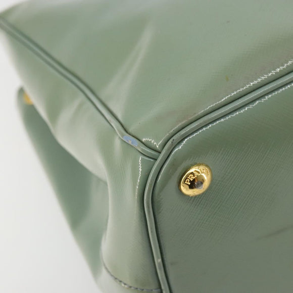 PRADA Galleria Hand Bag Safiano leather 2way Green Gold Auth bs35189