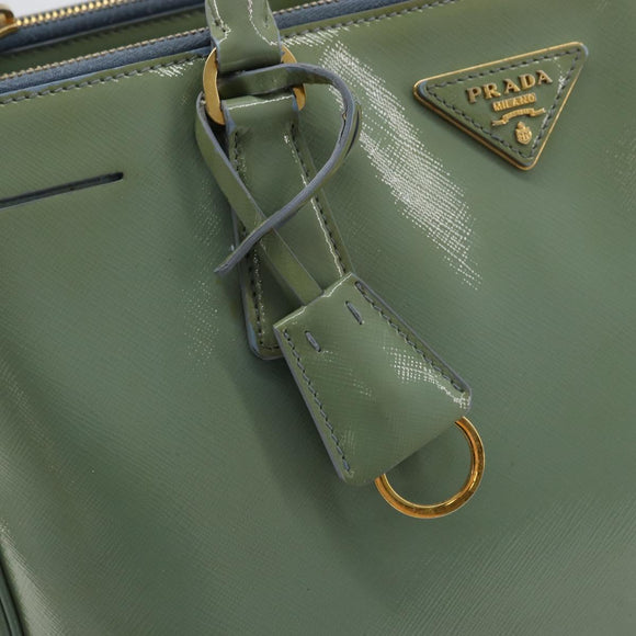 PRADA Galleria Hand Bag Safiano leather 2way Green Gold Auth bs35189
