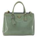 PRADA Galleria Hand Bag Safiano leather 2way Green Gold Auth bs35189-13