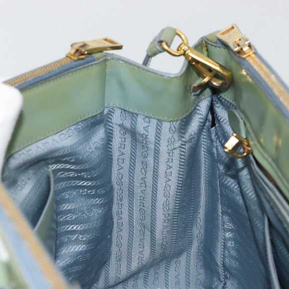 PRADA Galleria Hand Bag Safiano leather 2way Green Gold Auth bs35189