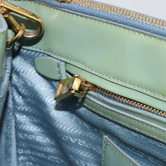 PRADA Galleria Hand Bag Safiano leather 2way Green Gold Auth bs35189