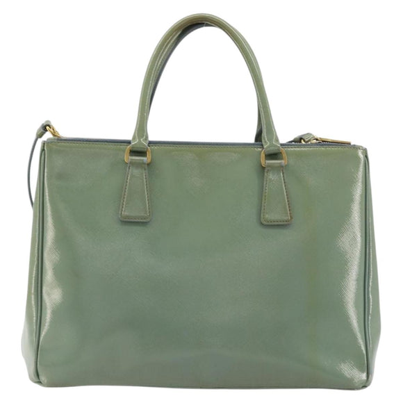 PRADA Galleria Hand Bag Safiano leather 2way Green Gold Auth bs35189