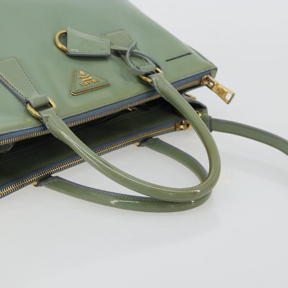 PRADA Galleria Hand Bag Safiano leather 2way Green Gold Auth bs35189