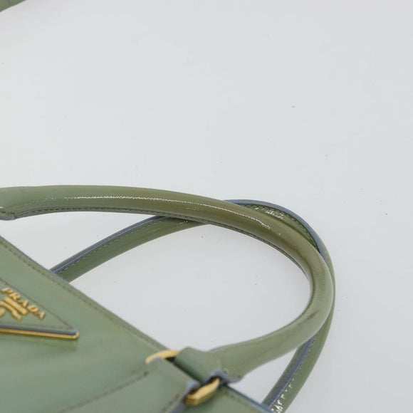 PRADA Galleria Hand Bag Safiano leather 2way Green Gold Auth bs35189