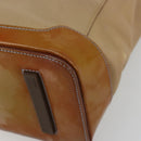 PRADA Tote Bag Leer Beige Zilver Auth bs35191-9