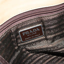 PRADA Tote Bag Leer Beige Zilver Auth bs35191-17