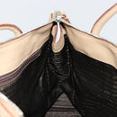PRADA Tote Bag Leer Beige Zilver Auth bs35191-18