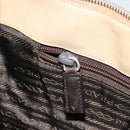 PRADA Tote Bag Leer Beige Zilver Auth bs35191-20