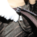PRADA Tote Bag Leer Beige Zilver Auth bs35191-12