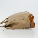 PRADA Tote Bag Leer Beige Zilver Auth bs35191-4