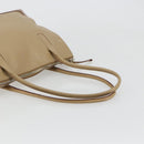 PRADA Tote Bag Leer Beige Zilver Auth bs35191-7