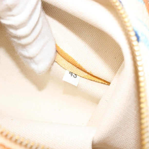 Miu Miu Handtasche Canvas Weiß Gold Auth bs35192