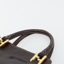 FENDI Hand Bag Leather Brown Gold Auth bs35193-15