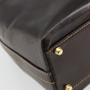 FENDI Hand Bag Leather Brown Gold Auth bs35193-18