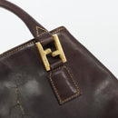 FENDI Hand Bag Leather Brown Gold Auth bs35193-19