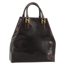 FENDI Hand Bag Leather Brown Gold Auth bs35193-1