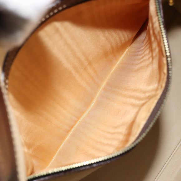 FENDI Hand Bag Leather Brown Gold Auth bs35193