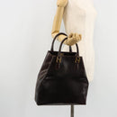 FENDI Hand Bag Leather Brown Gold Auth bs35193-25