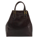 FENDI Hand Bag Leather Brown Gold Auth bs35193-2