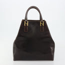 FENDI Hand Bag Leather Brown Gold Auth bs35193-14