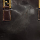 FENDI Hand Bag Leather Brown Gold Auth bs35193-3