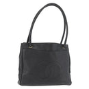 CHANEL Tote Bag Caviar Skin Black Gold CC Auth bs35194-1