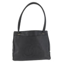 CHANEL Tote Bag Caviar Skin Black Gold CC Auth bs35194-2