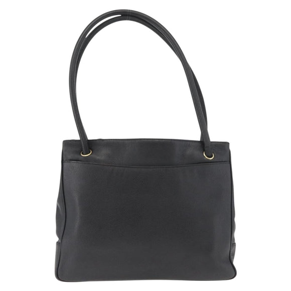 CHANEL Tote Bag Caviar Skin Black Gold CC Auth bs35194