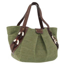BURBERRY Blue Label Hand Bag straw Green Auth bs35195-1