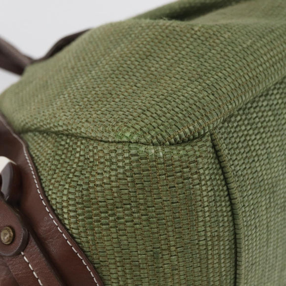 BURBERRY Blue Label Hand Bag straw Green Auth bs35195