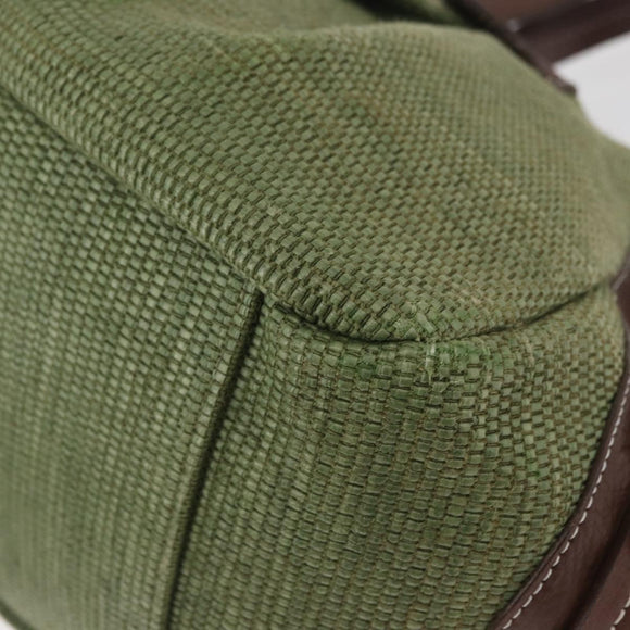BURBERRY Blue Label Hand Bag straw Green Auth bs35195